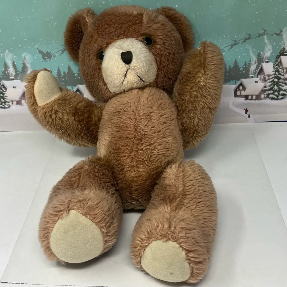 Vintage Jointed Plush Brown Tan Shelf Teddy Bear 12”